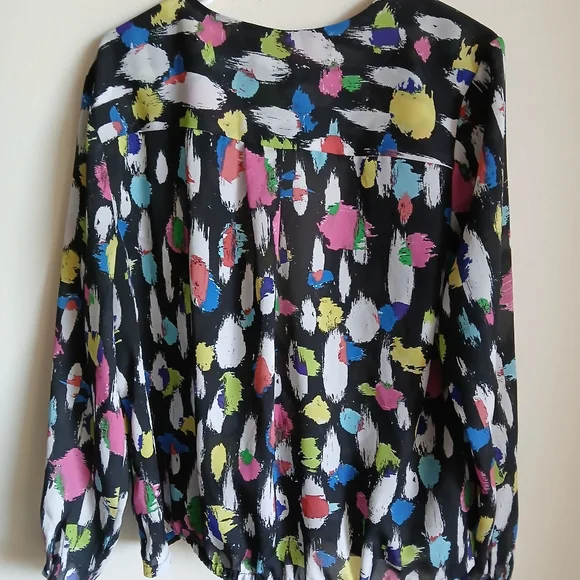 LIZ CLAIBORNE Faux Wrap Blouse Multicolor Size XL - Picture 8 of 11